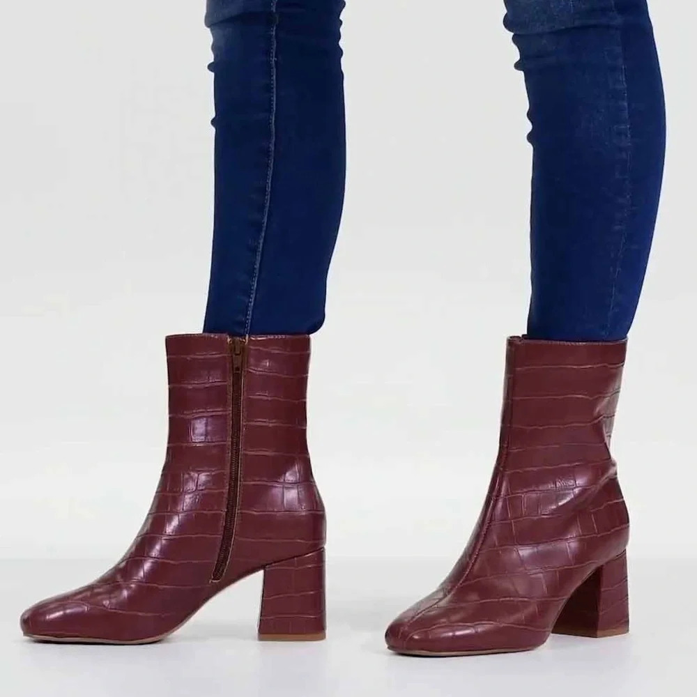 TREVI BOOTIE Dark Brown Croc Boot Journee Collection - Picture 3 of 5